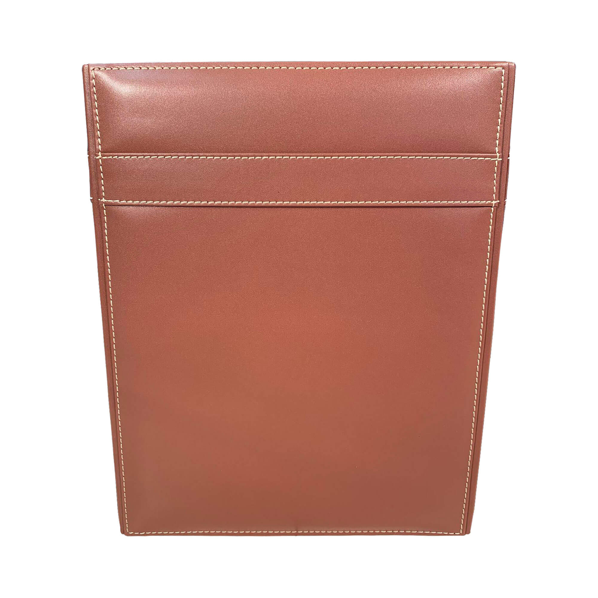 Rustic Brown Leather Square Waste Basket, 14 Qt