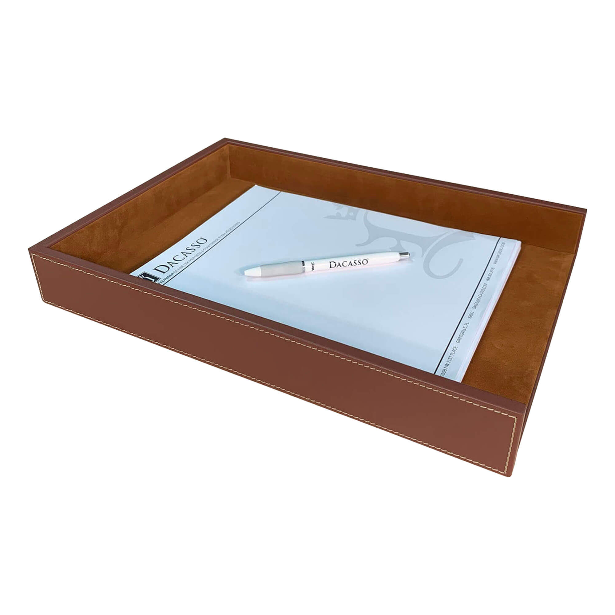 Rustic Brown Leather Legal-Size Letter Tray