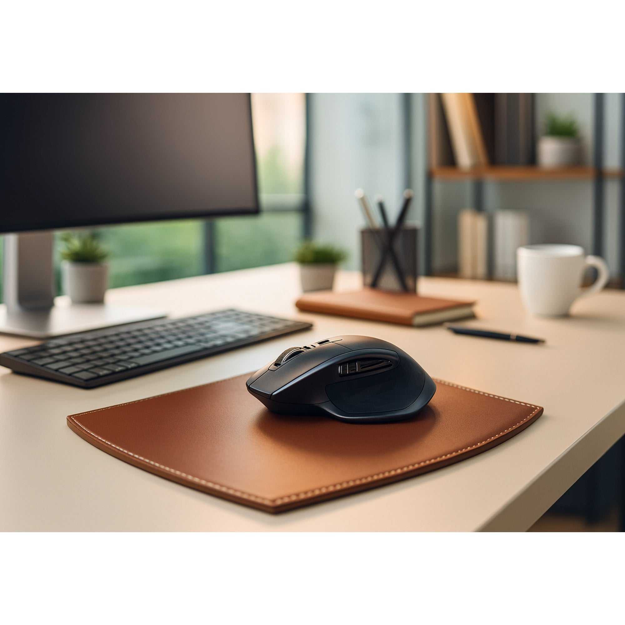 Rustic Brown Leather Mouse Pad