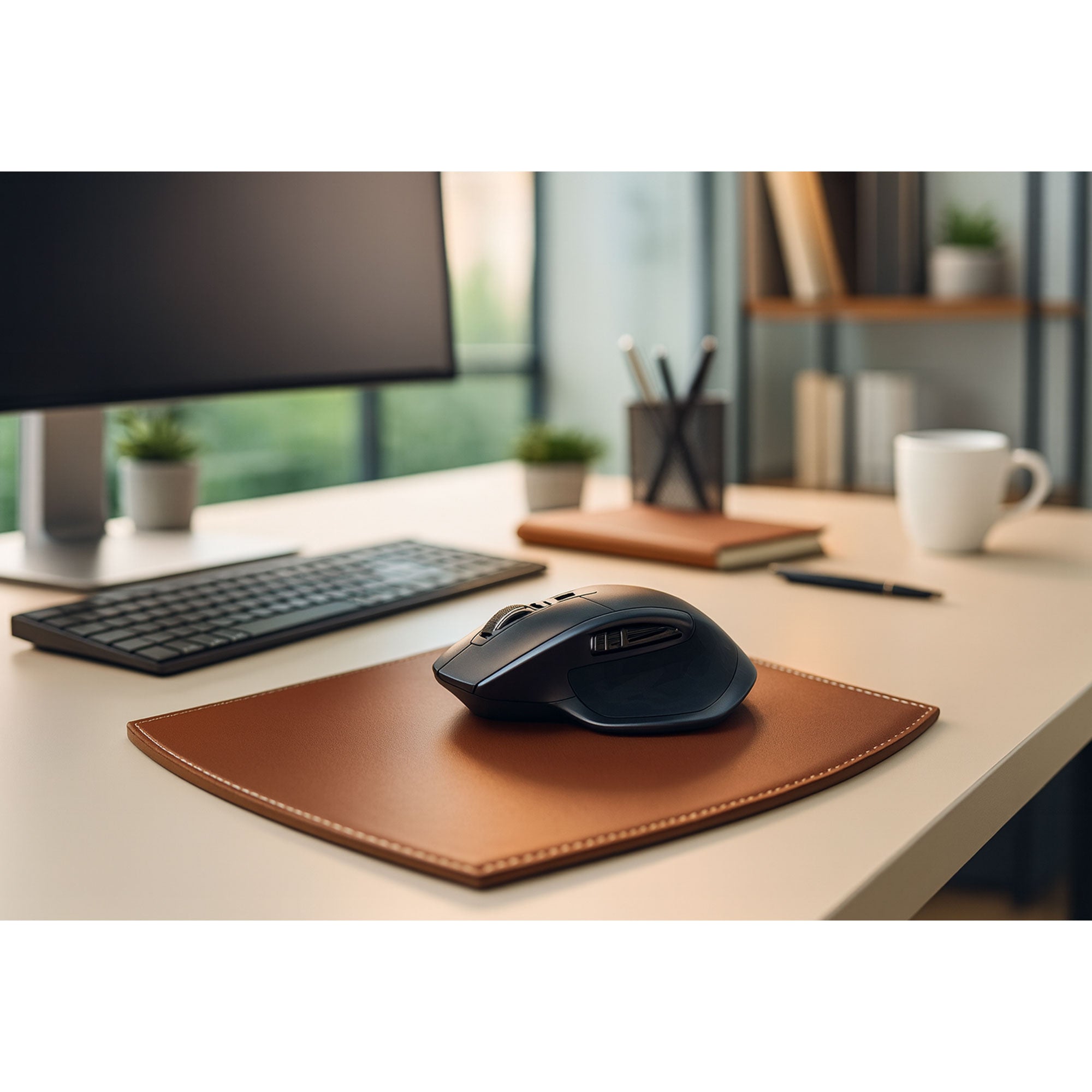 Rustic Brown Leather Mouse Pad