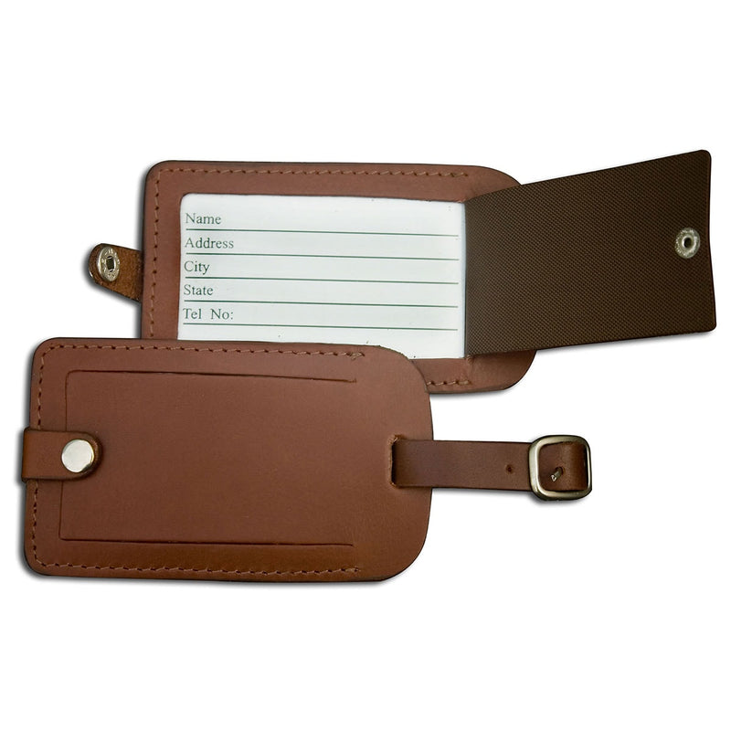 Rustic Brown Leather Luggage Tag