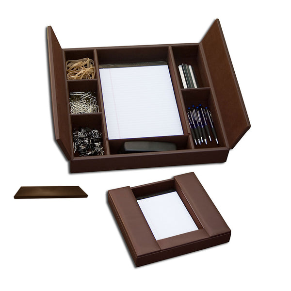 Chocolate Brown Leatherette Enhanced Conference Room Organizer