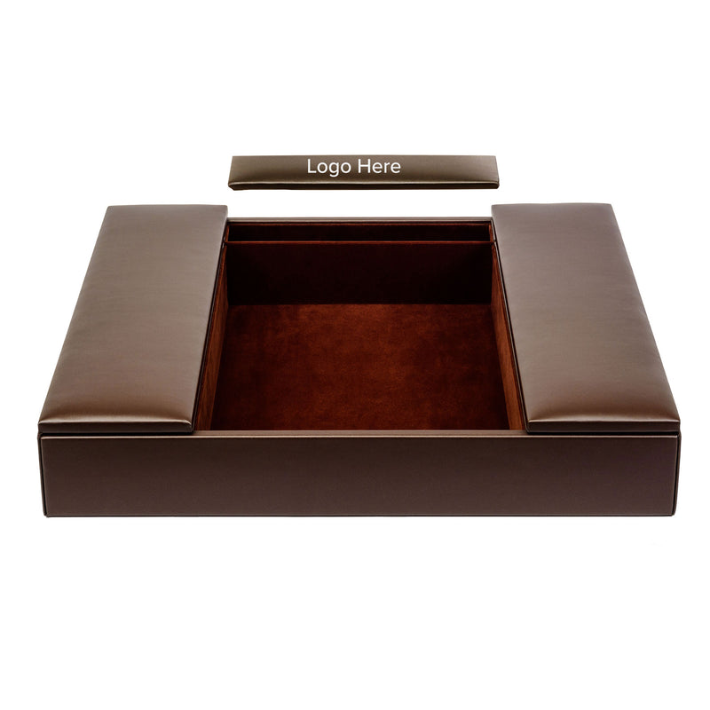 Chocolate Brown Leatherette Enhanced Conference Room Organizer