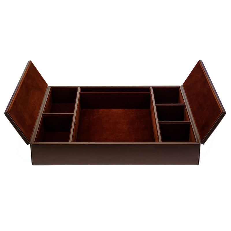 Chocolate Brown Leatherette Enhanced Conference Room Organizer