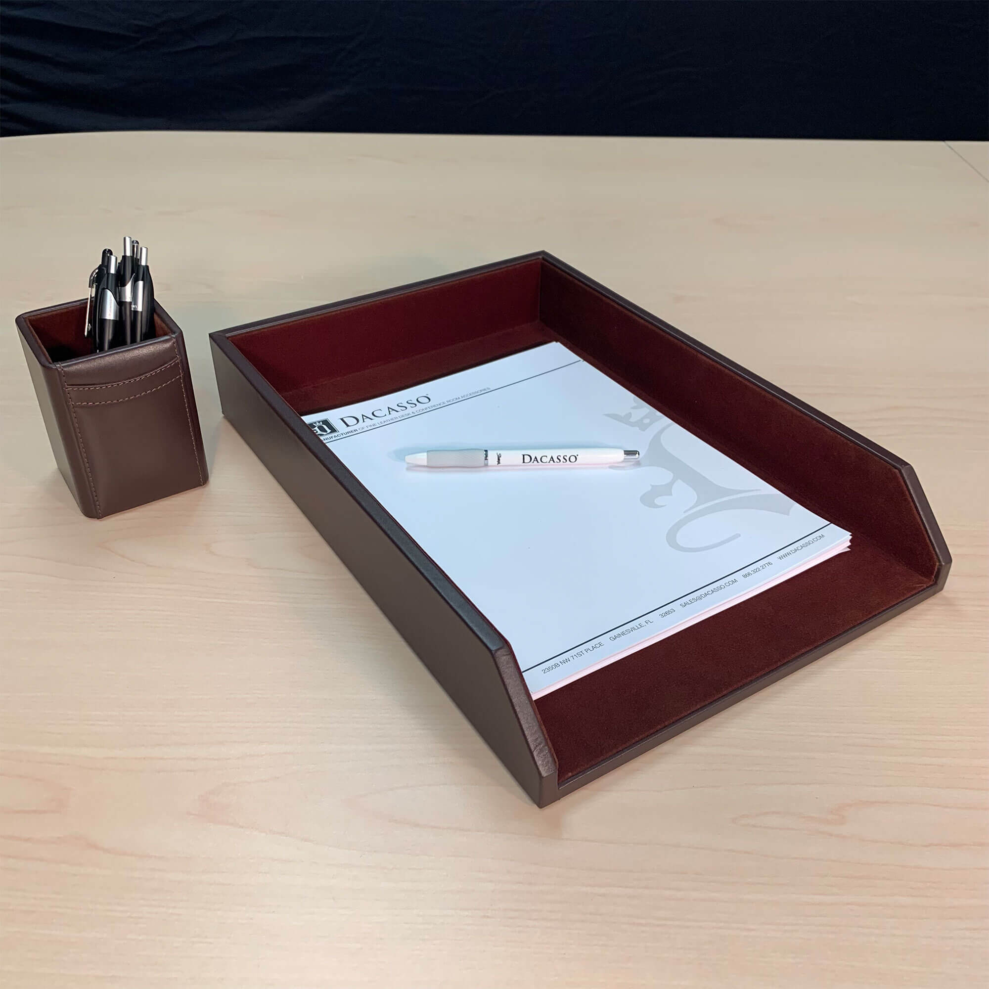 Chocolate Brown Leather Legal-Size Tray