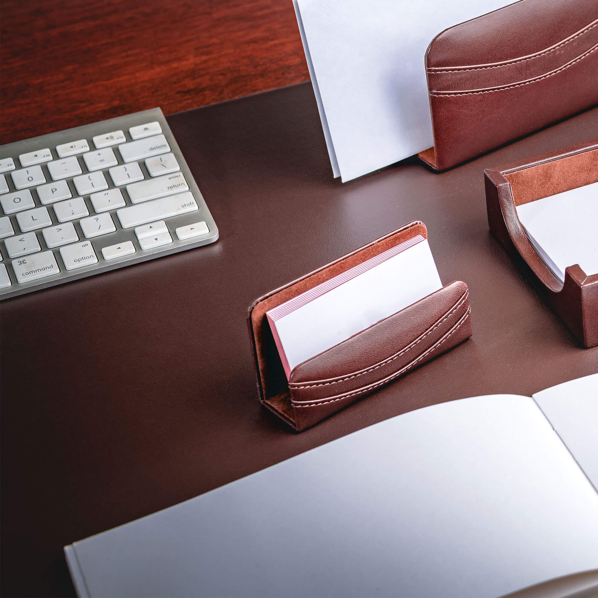 Chocolate Brown Leather Business Card Holder