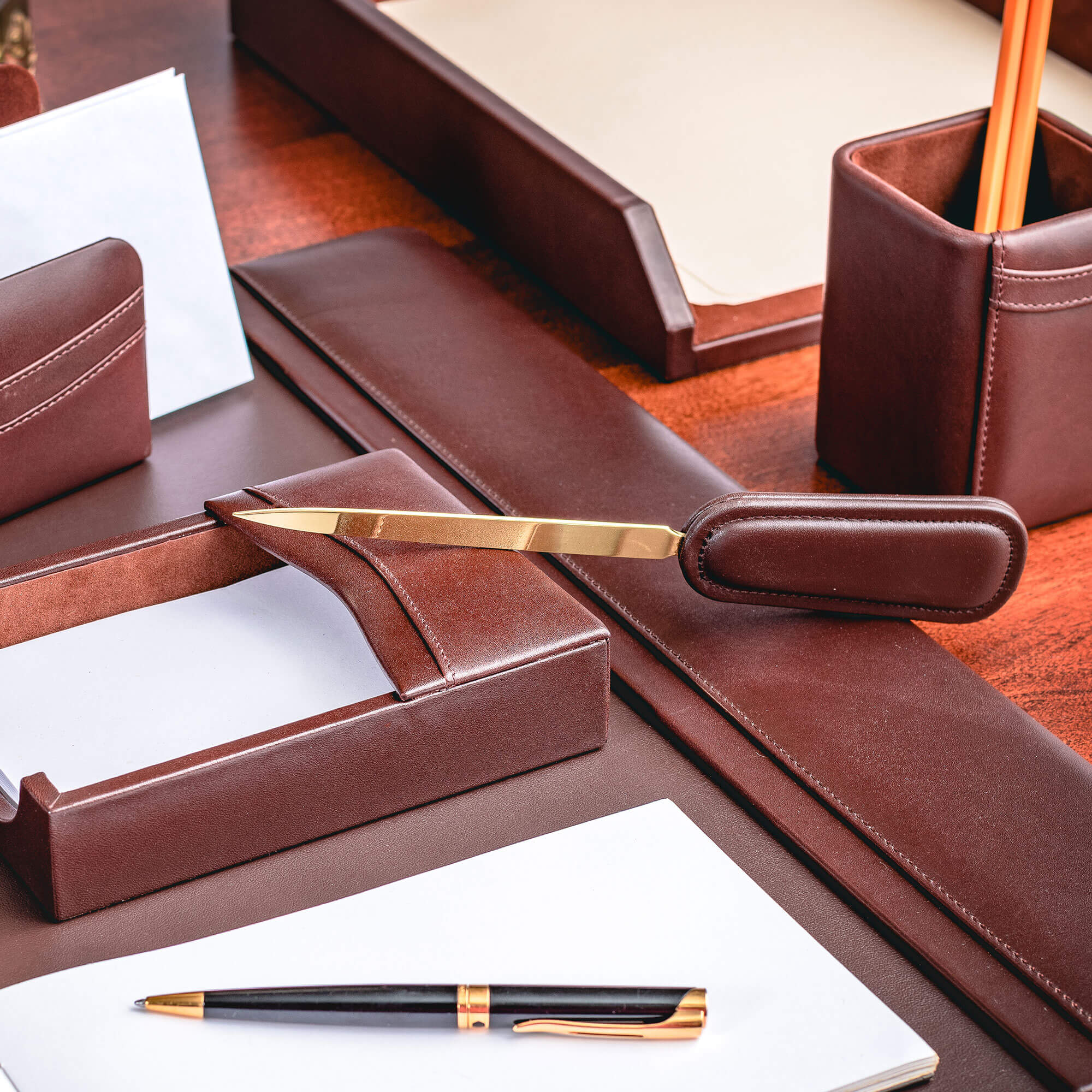 Chocolate Brown Leather Letter Opener