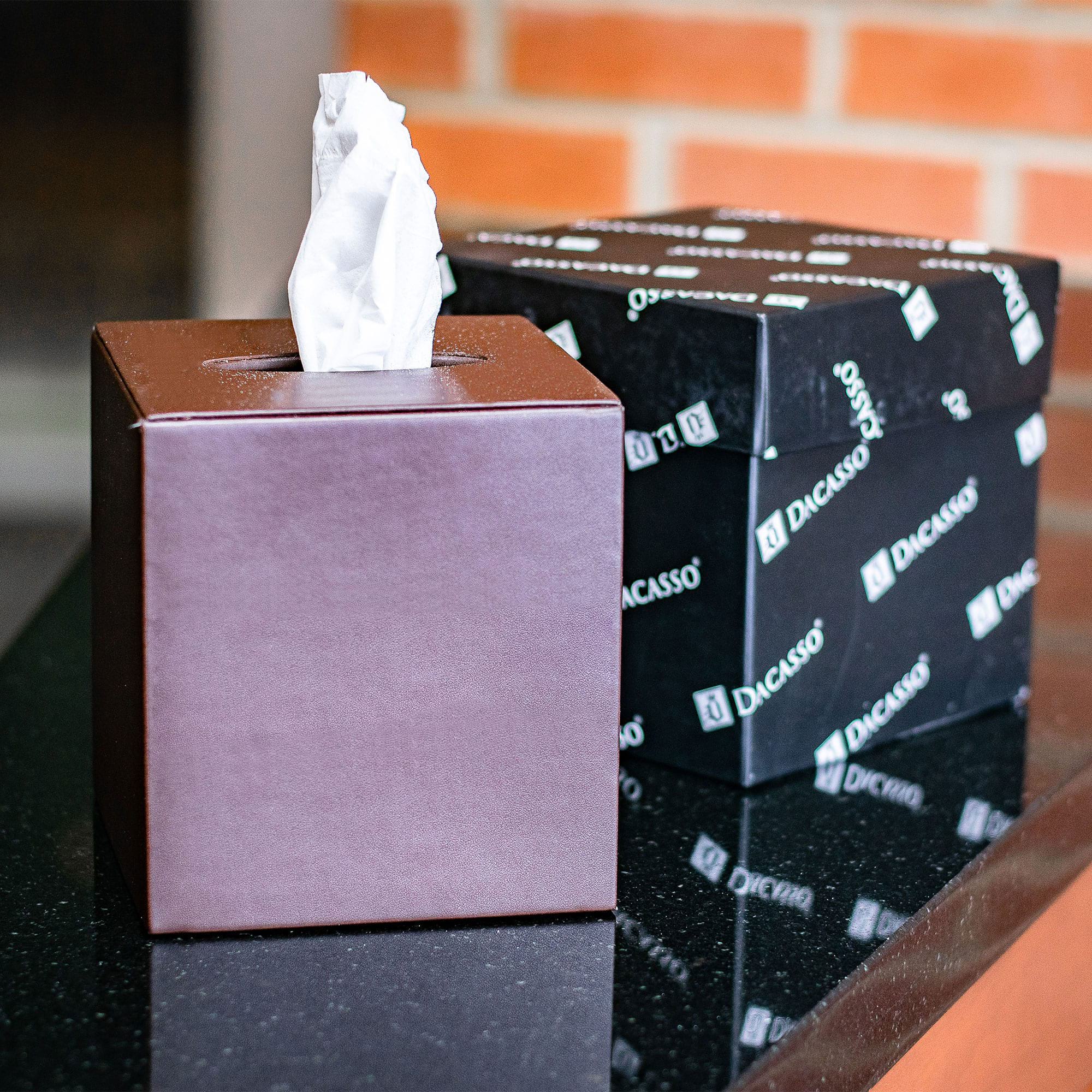 Chocolate Brown Leather Tissue Box Cover