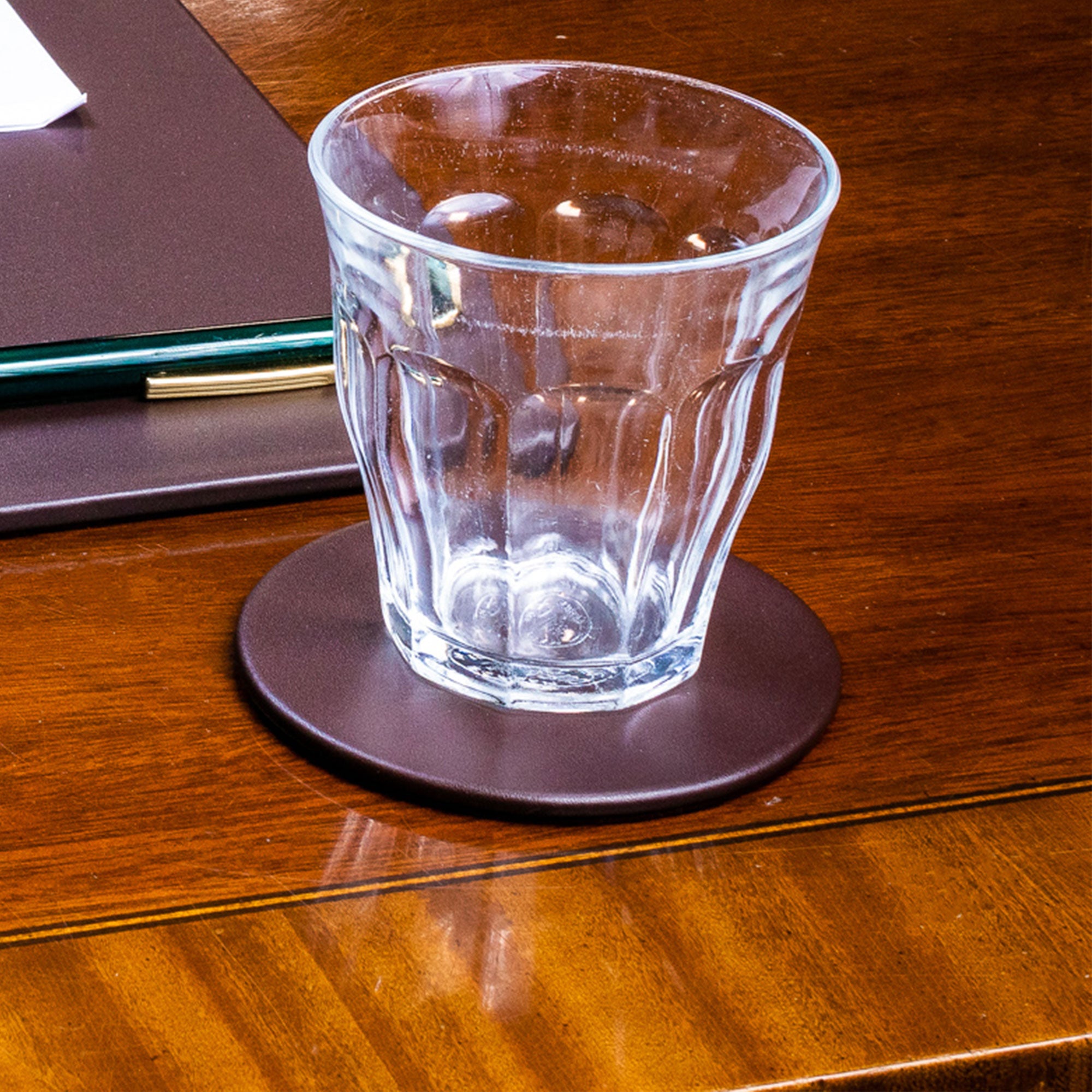 Chocolate Brown Leatherette Coaster