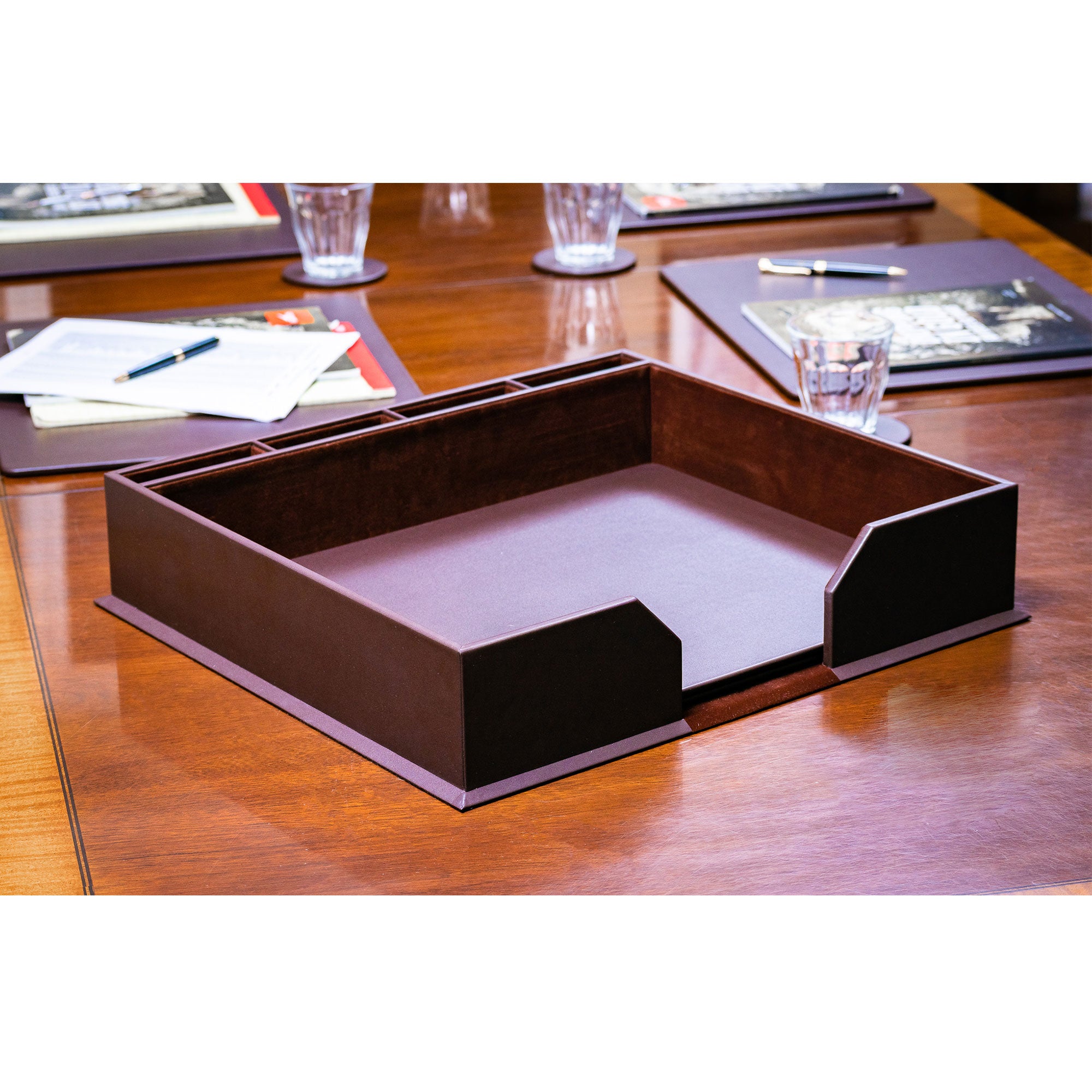 Chocolate Brown Leatherette Conference Pad Holder, 17 x 14 Pads