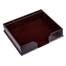 Chocolate Brown Leather 17" x 14" Conference Pad & Coaster Holder
