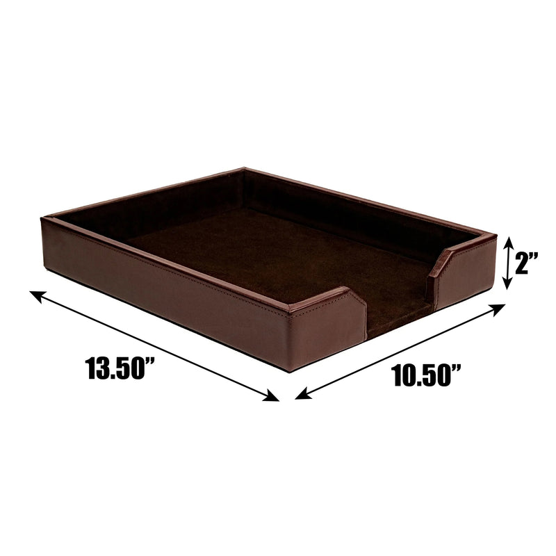 Dark Brown Bonded Leather Letter Tray