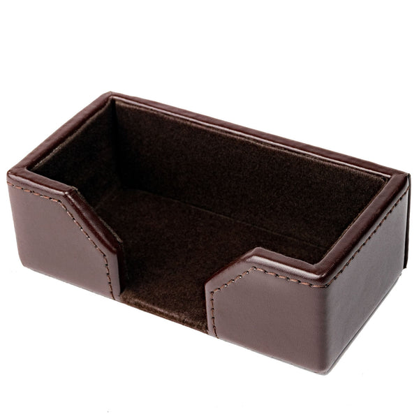 Dark Brown Bonded Leather Business Card Holder