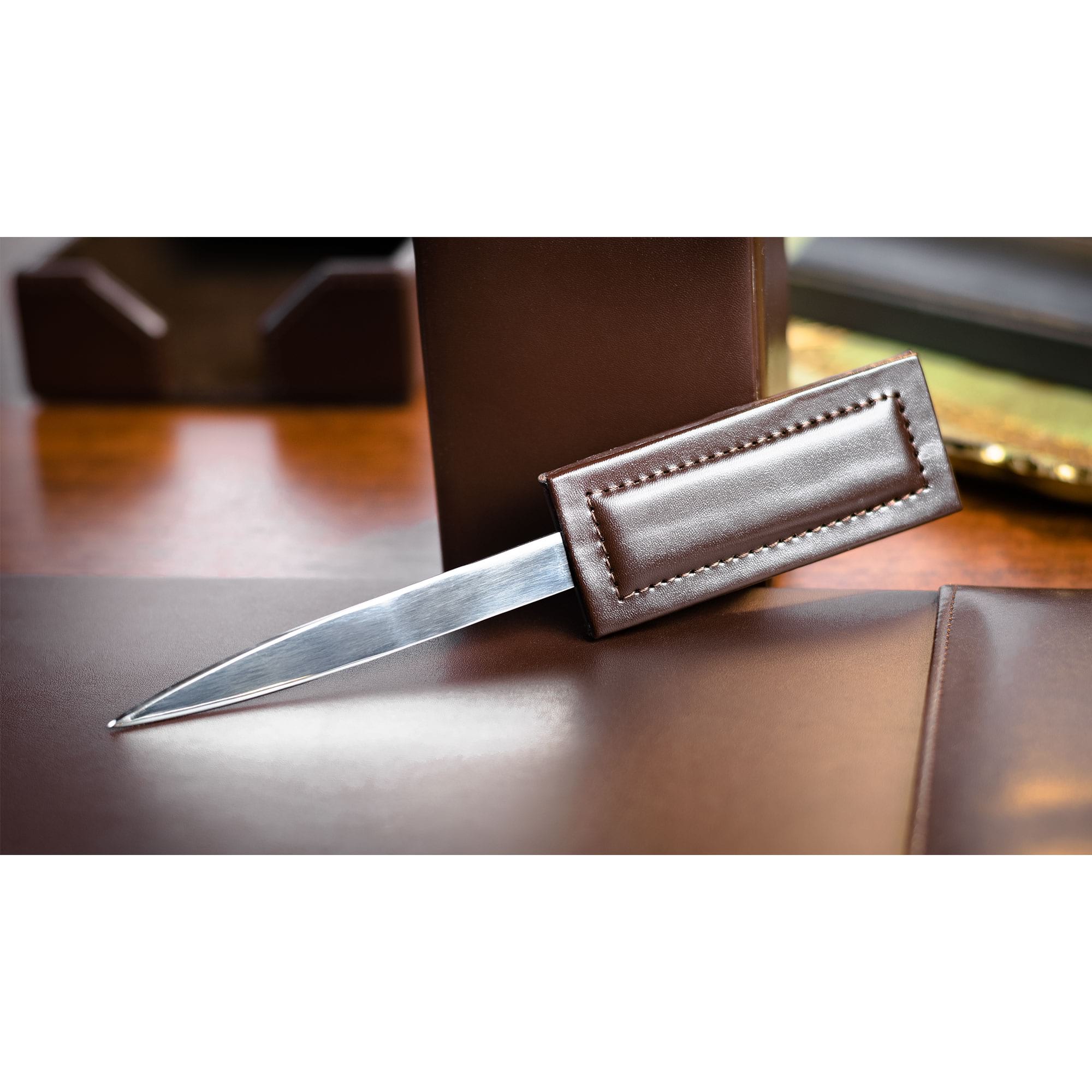 Dark Brown Bonded Leather Letter Opener