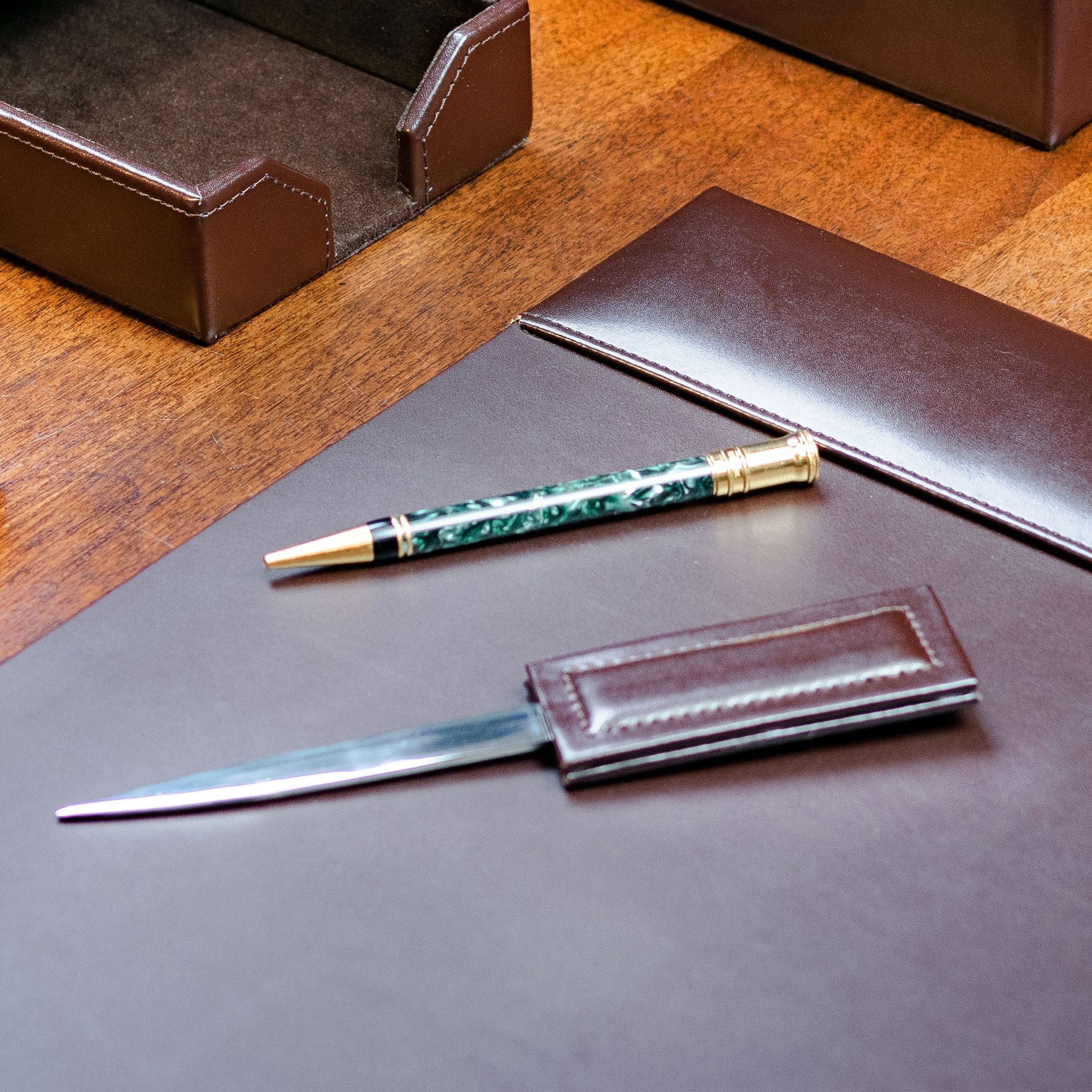 Dark Brown Bonded Leather Letter Opener