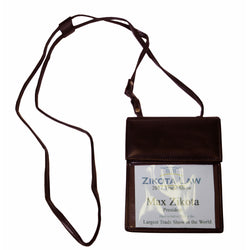 Dark Brown Bonded Leather Badge Holder