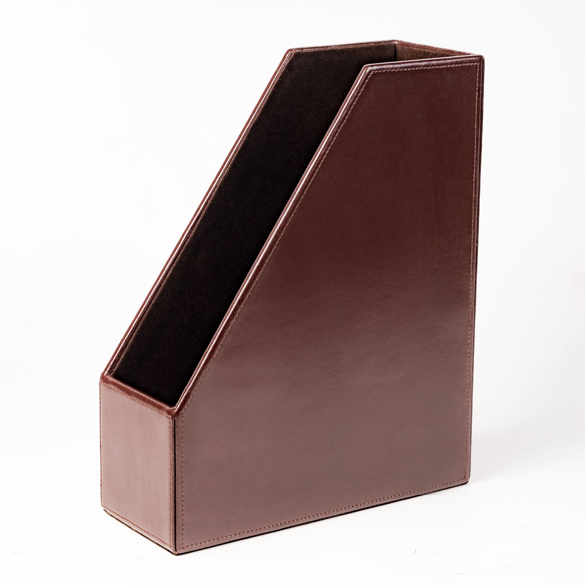 Dark Brown Bonded Leather Magazine Rack
