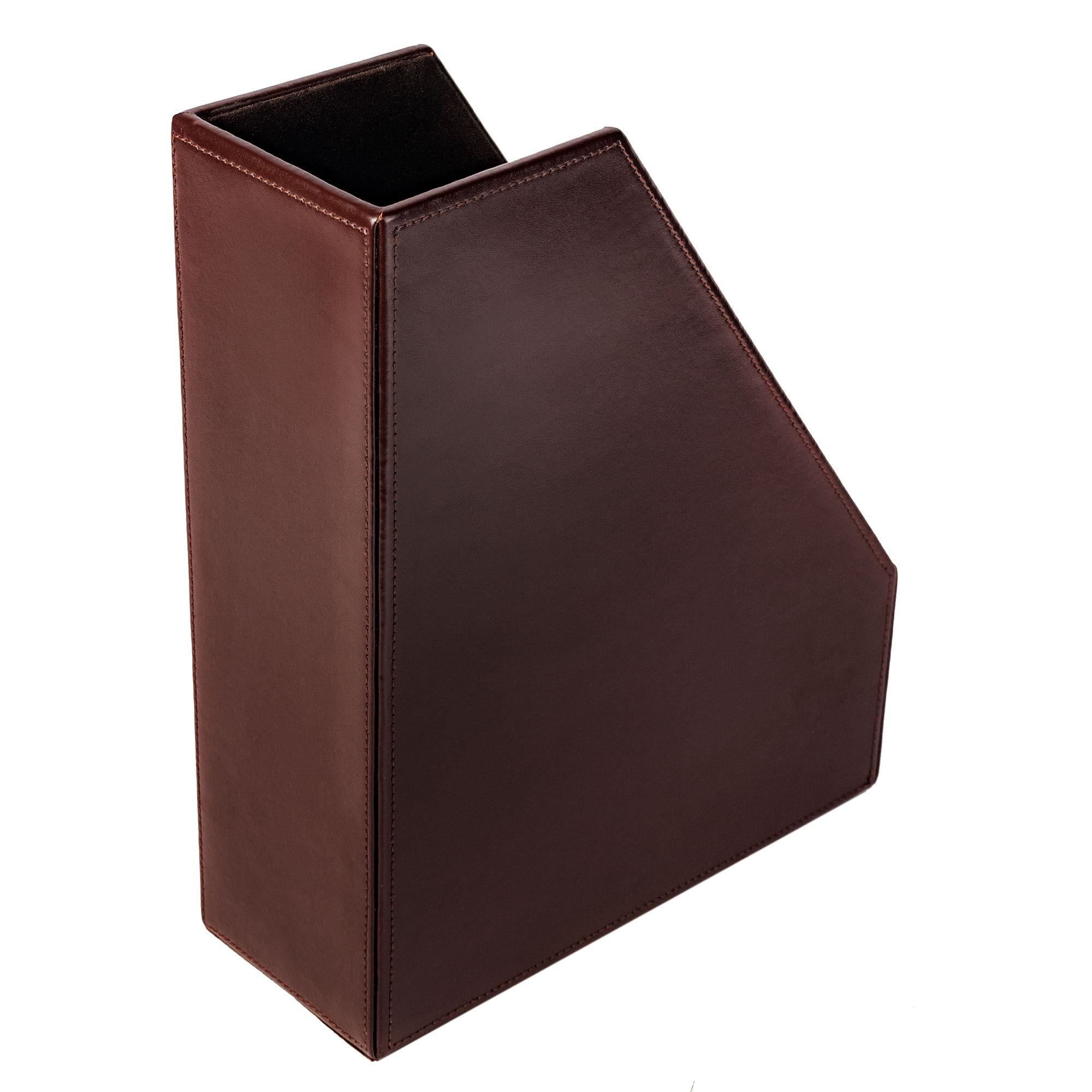 Dark Brown Bonded Leather Magazine Rack