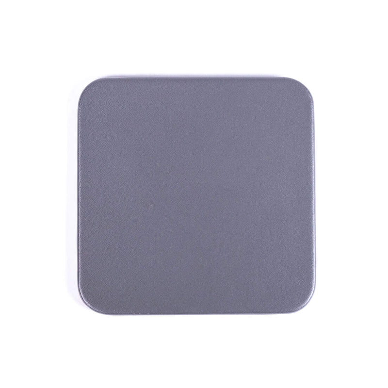 Gray Leatherette 4 Square Coaster Set w/ Holder