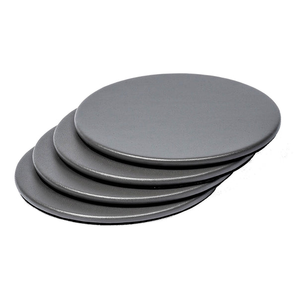 Gray Leatherette 4 Round Coaster Set w/ Holder