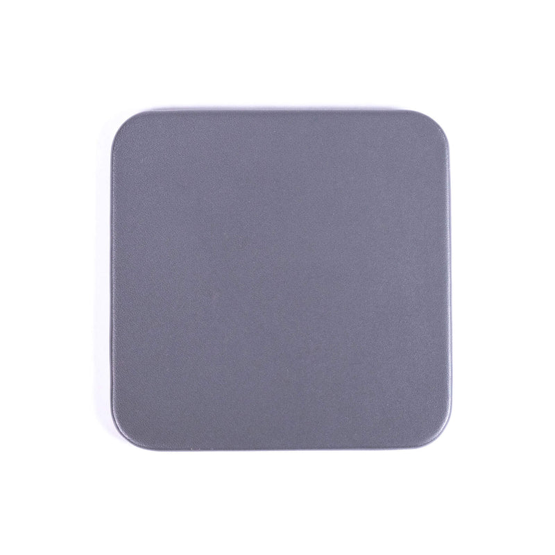 Gray Leatherette 10 Square Coaster Set w/ Holder