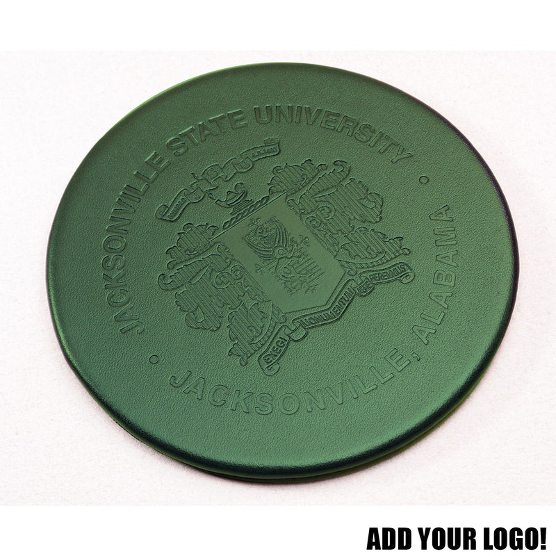 Dark Green Leather 4" Round Coaster