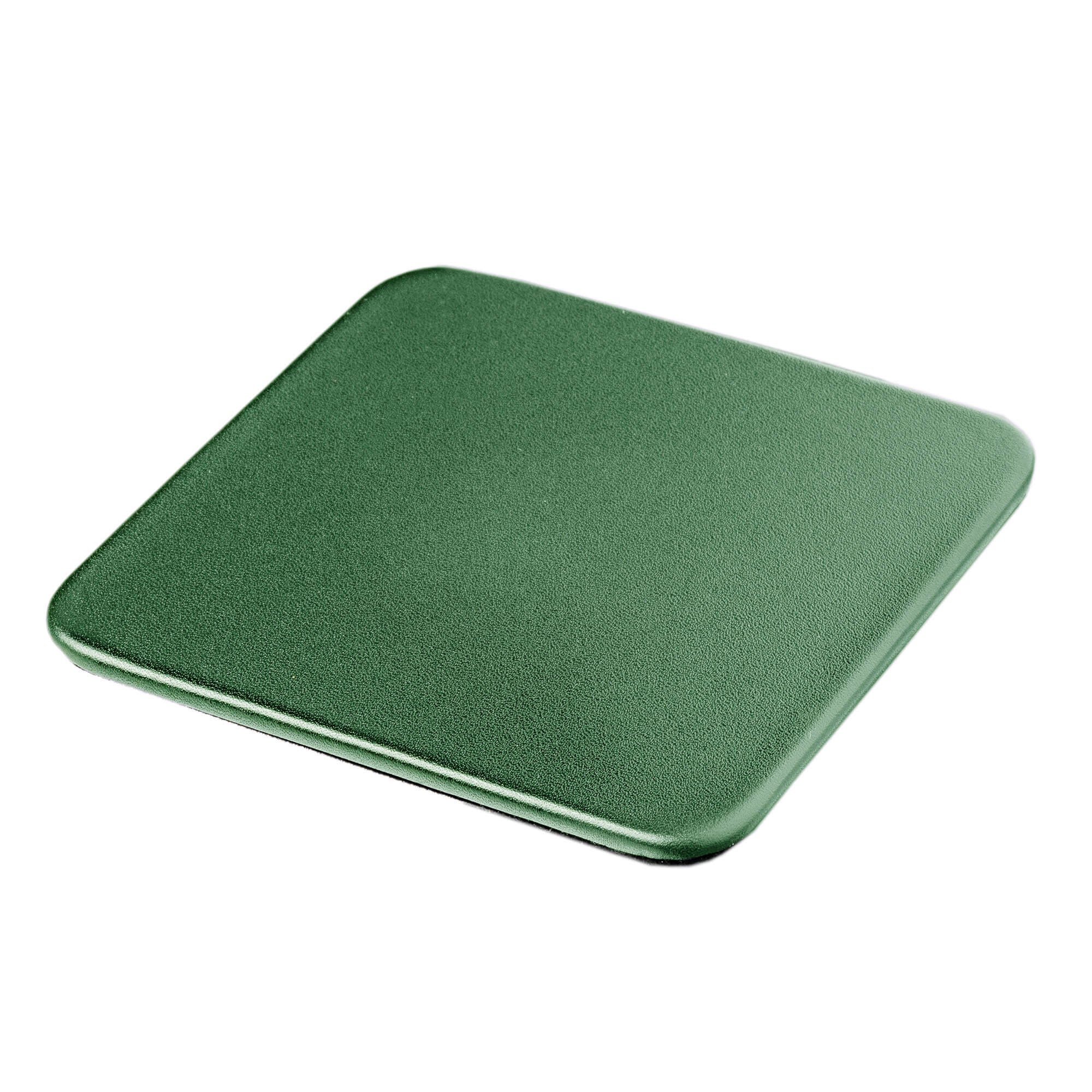 Dark Green Leather 4 Square Coaster Set w/ Holder