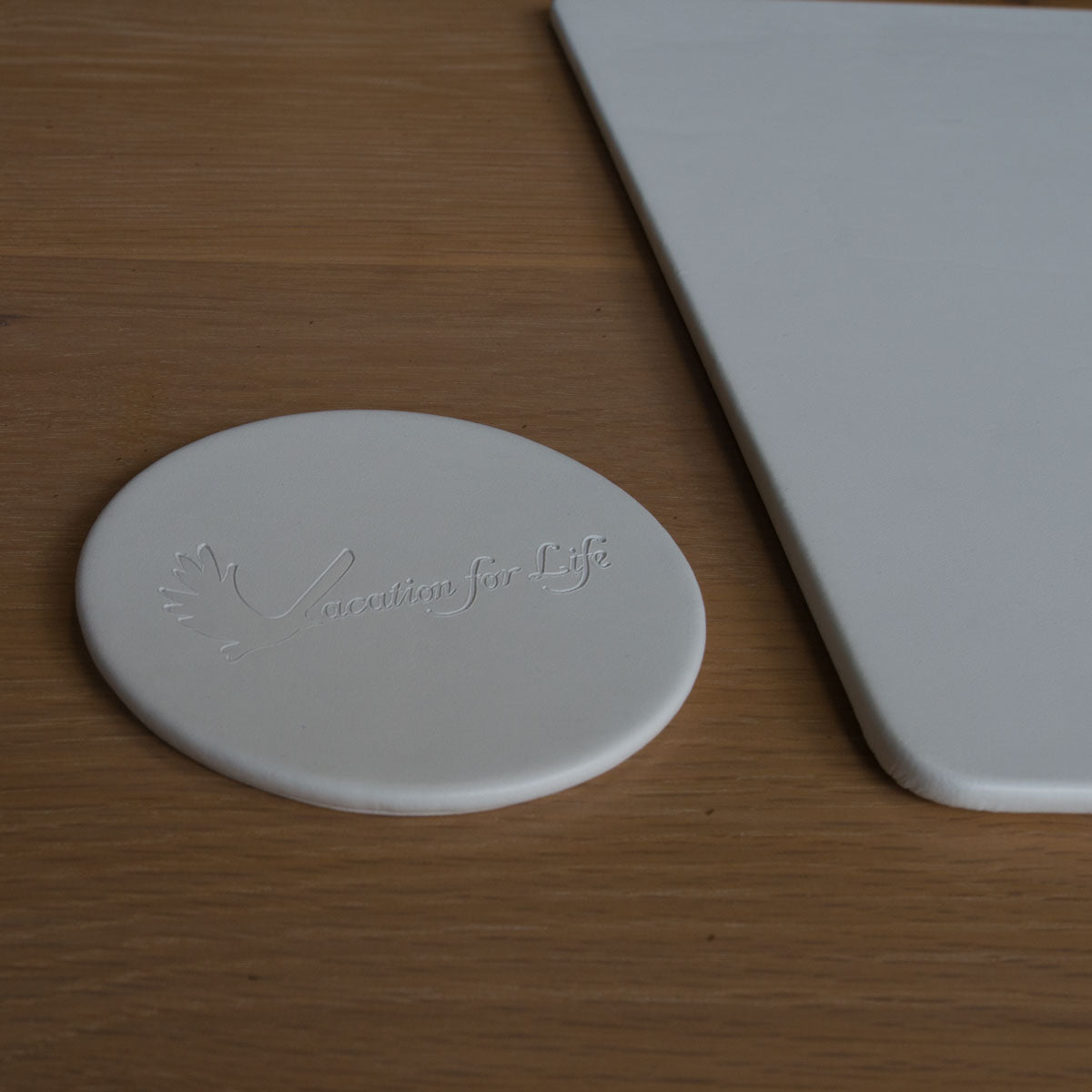 White Leatherette Coaster, Round