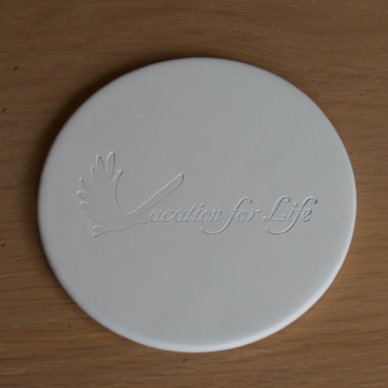 White Leatherette Coaster, Round