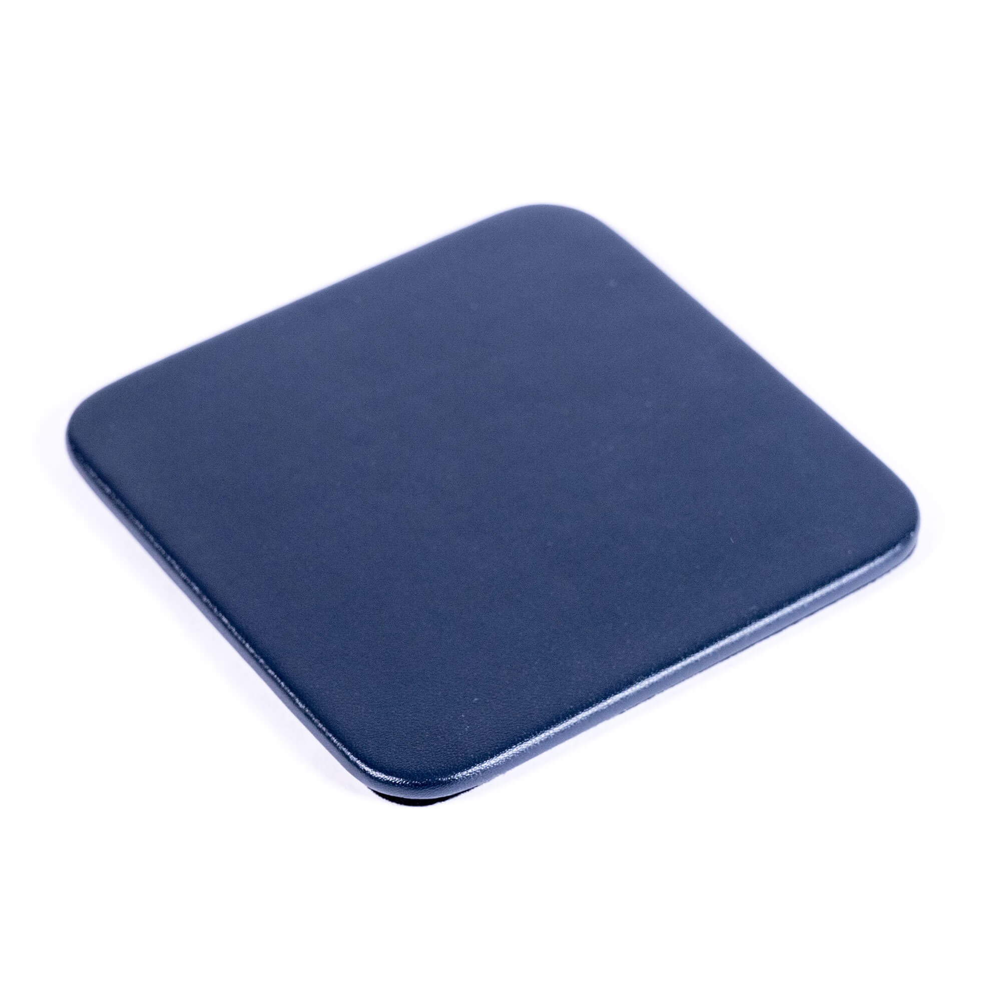 Navy Blue Leatherette 4 Square Coaster Set w/ Holder