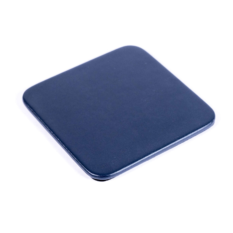 Navy Blue Leatherette 10 Square Coaster Set w/ Holder