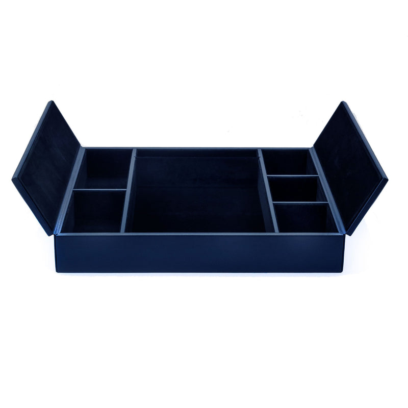 Navy Blue Leatherette Enhanced Conference Room Organizer