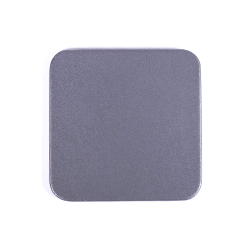 Gray Leather 10 Square Coaster Set w/ Holder