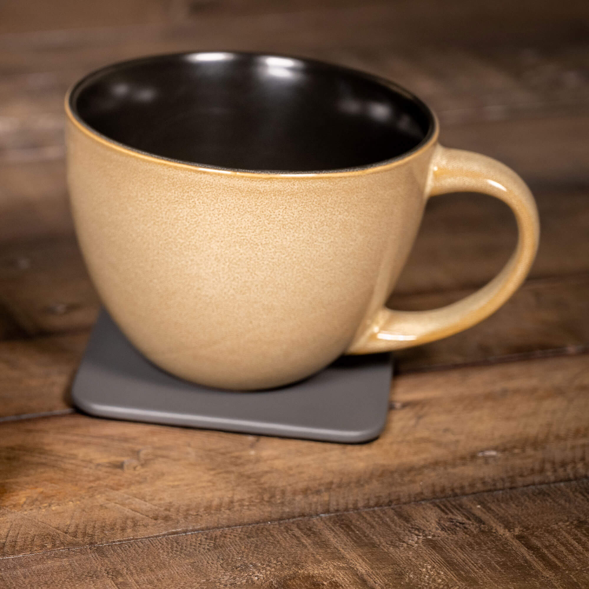 Gray Leather Single Coaster, Square