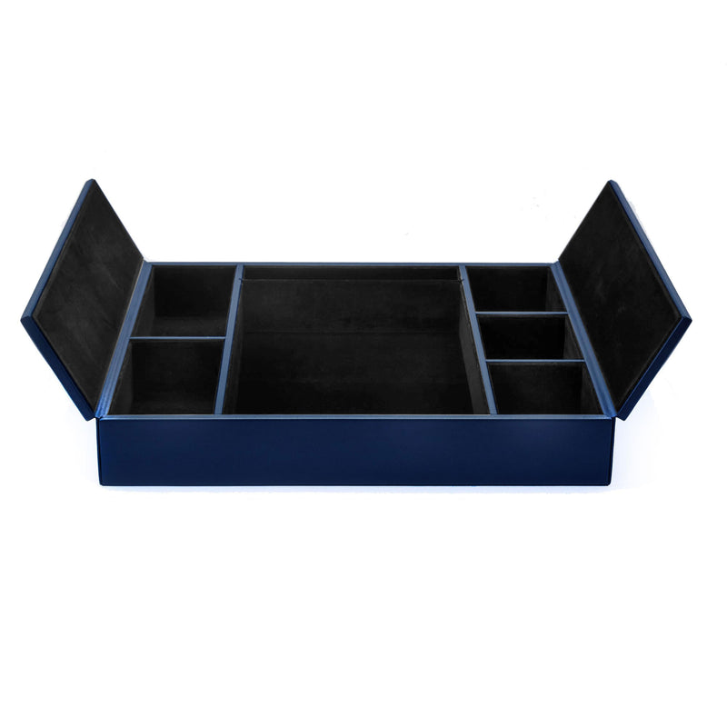 Navy Blue Leather Conference Room Organizer