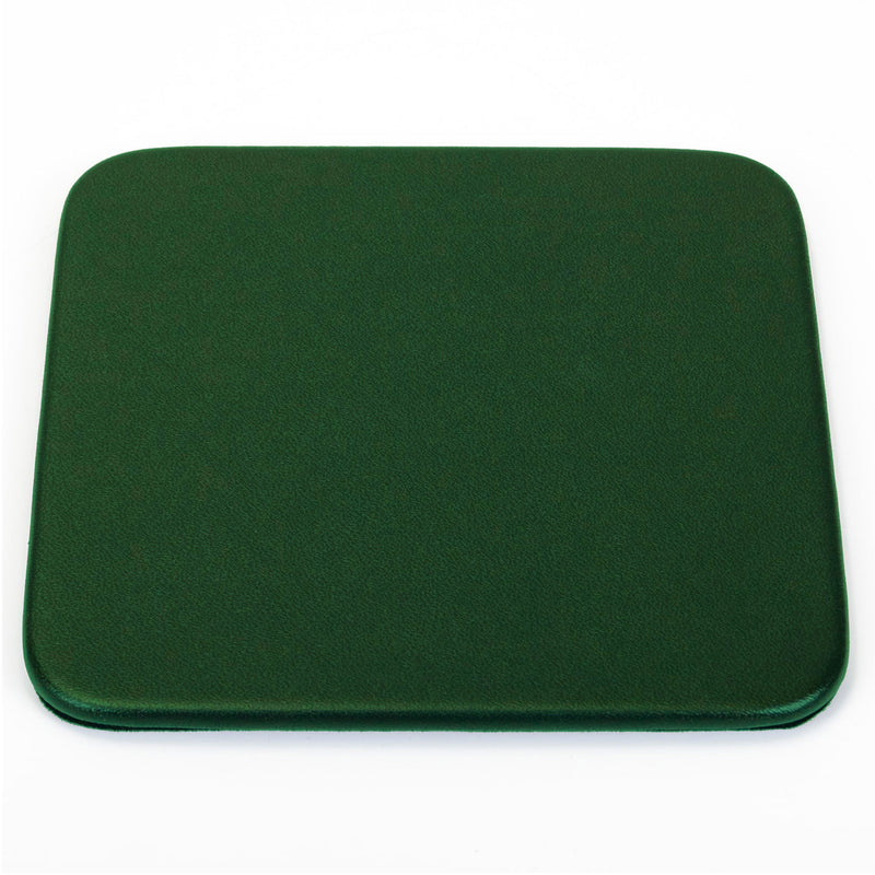 Dark Green Leatherette 4 Square Coaster Set w/ Holder