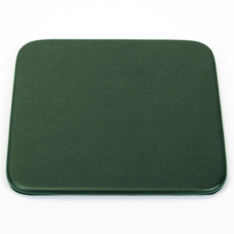 Dark Green Leatherette Single Coaster, Square