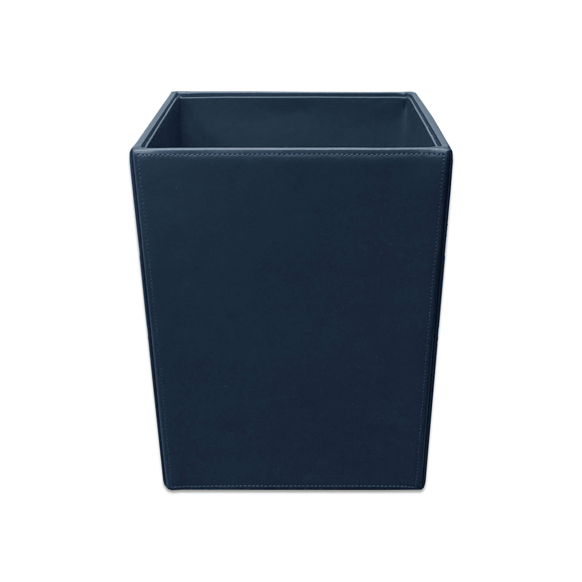 Navy Blue Bonded Leather Waste Basket, 14 Qt