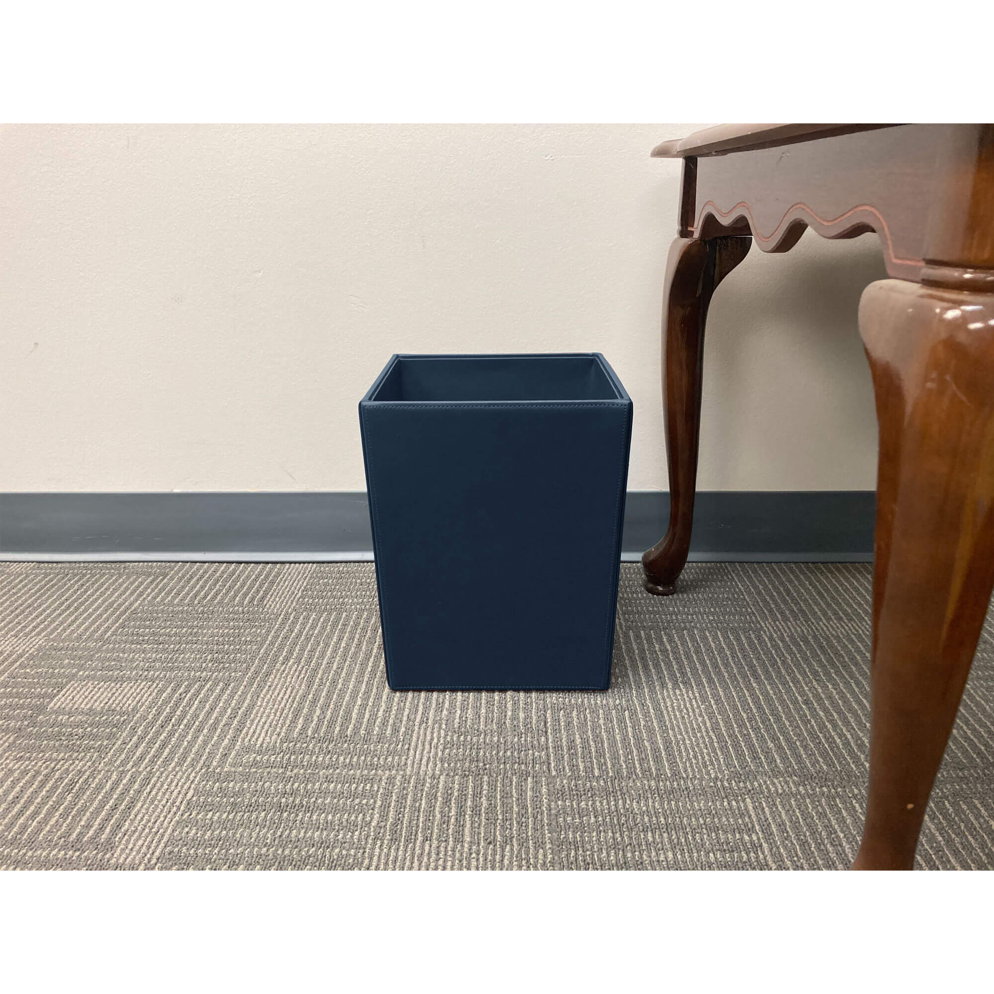 Navy Blue Bonded Leather Waste Basket, 14 Qt