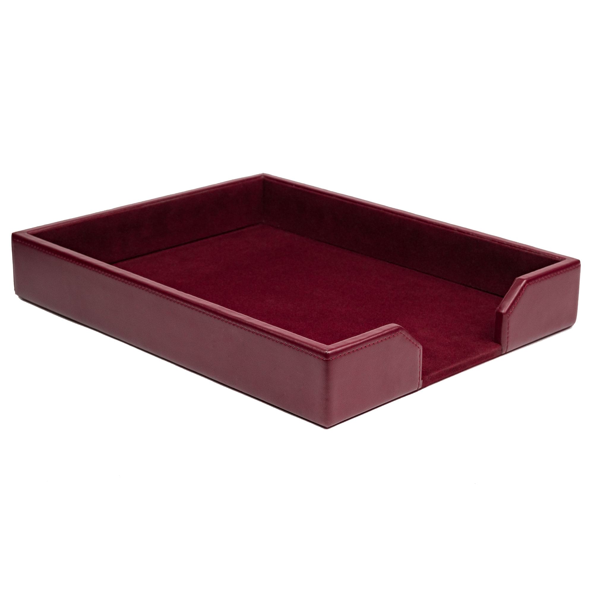 Burgundy Bonded Leather Letter Tray