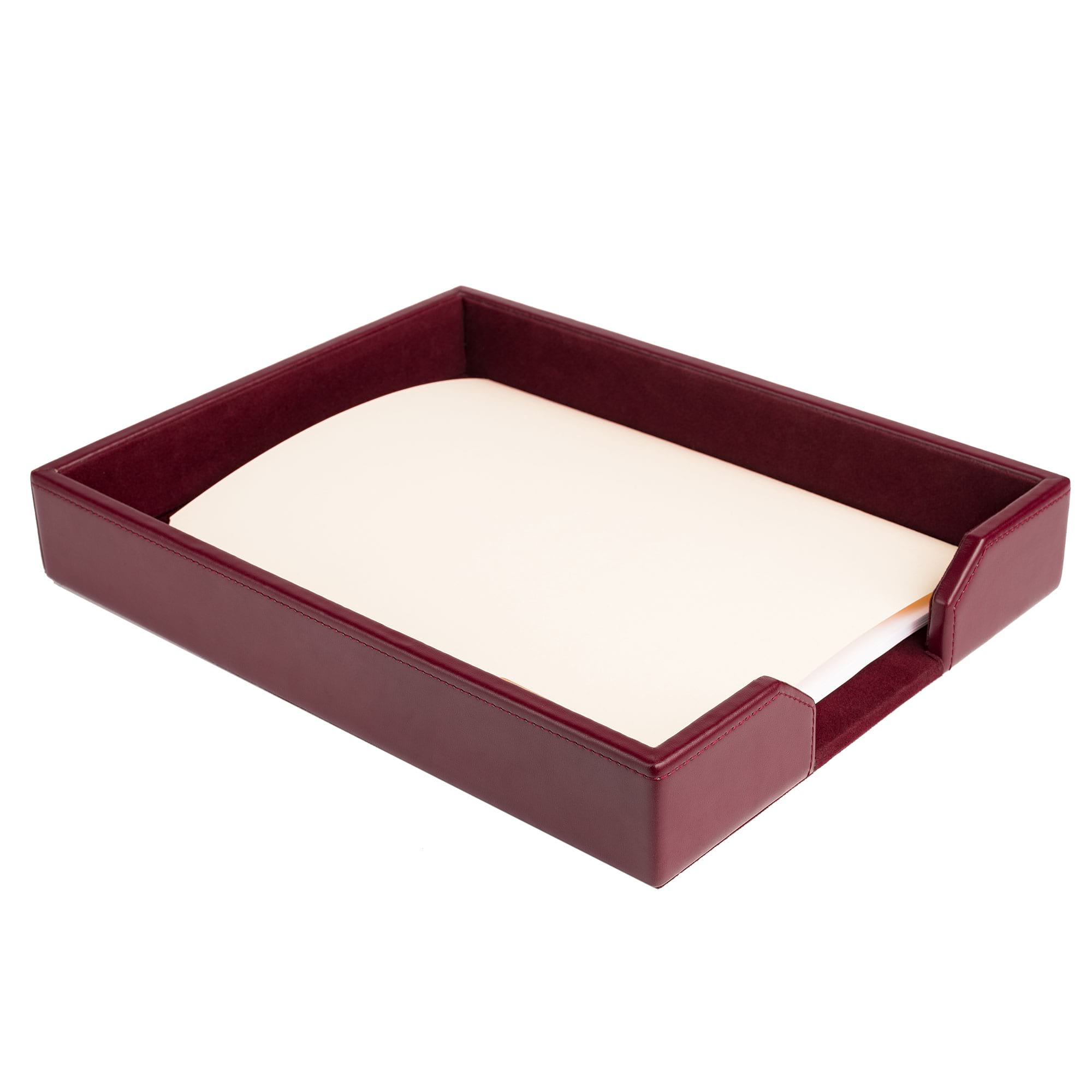Burgundy Bonded Leather Letter Tray