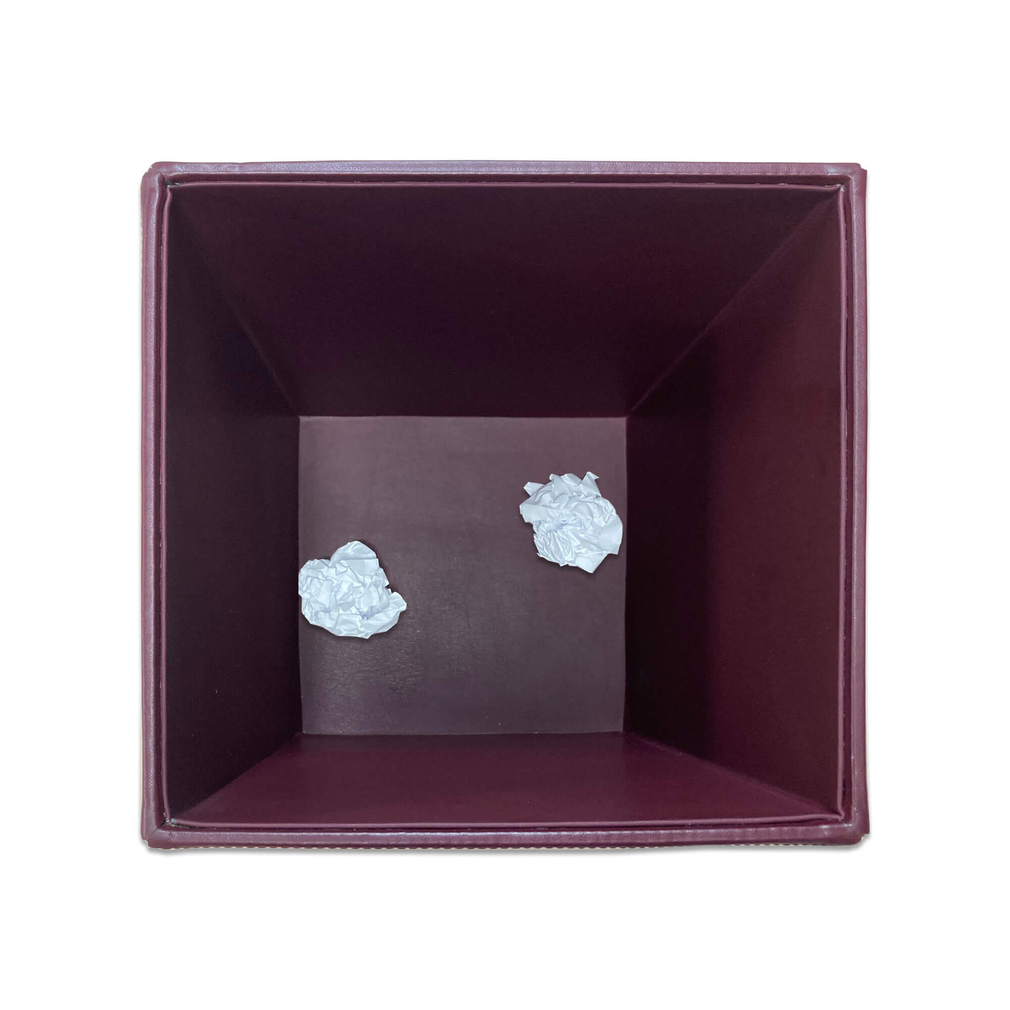 Burgundy Bonded Leather Waste Basket, 14 Qt