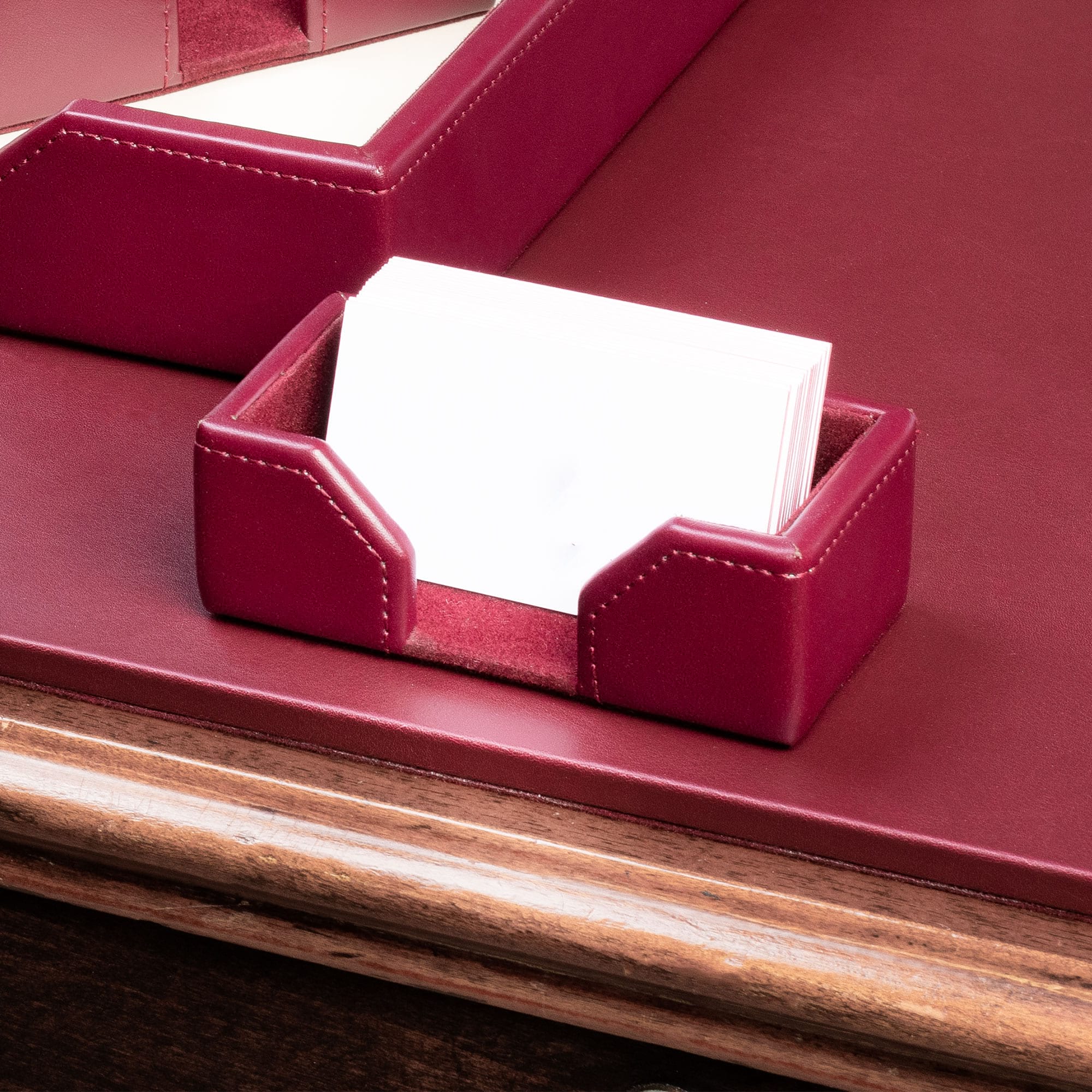 Burgundy Bonded Leather Business Card Holder