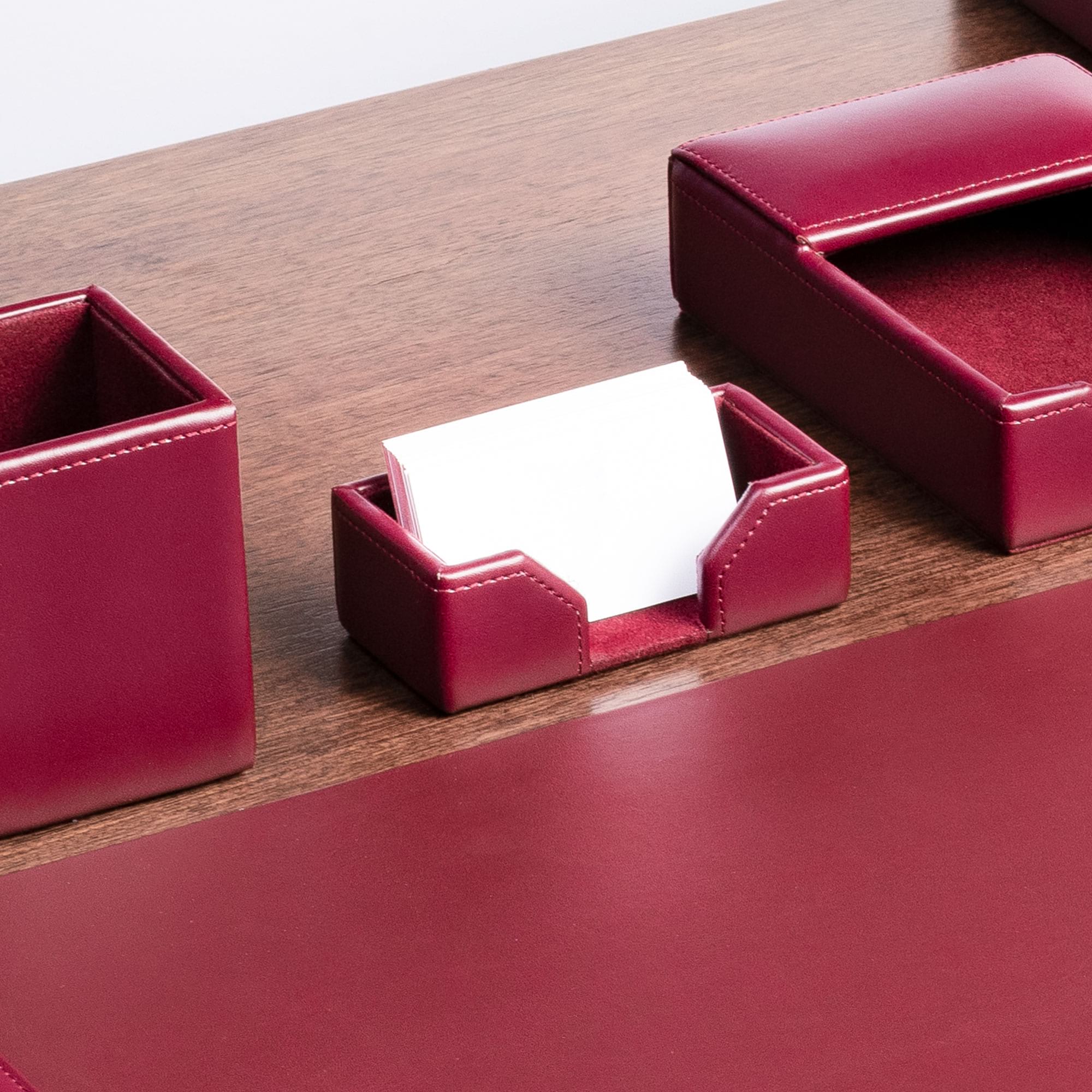 Burgundy Bonded Leather Business Card Holder