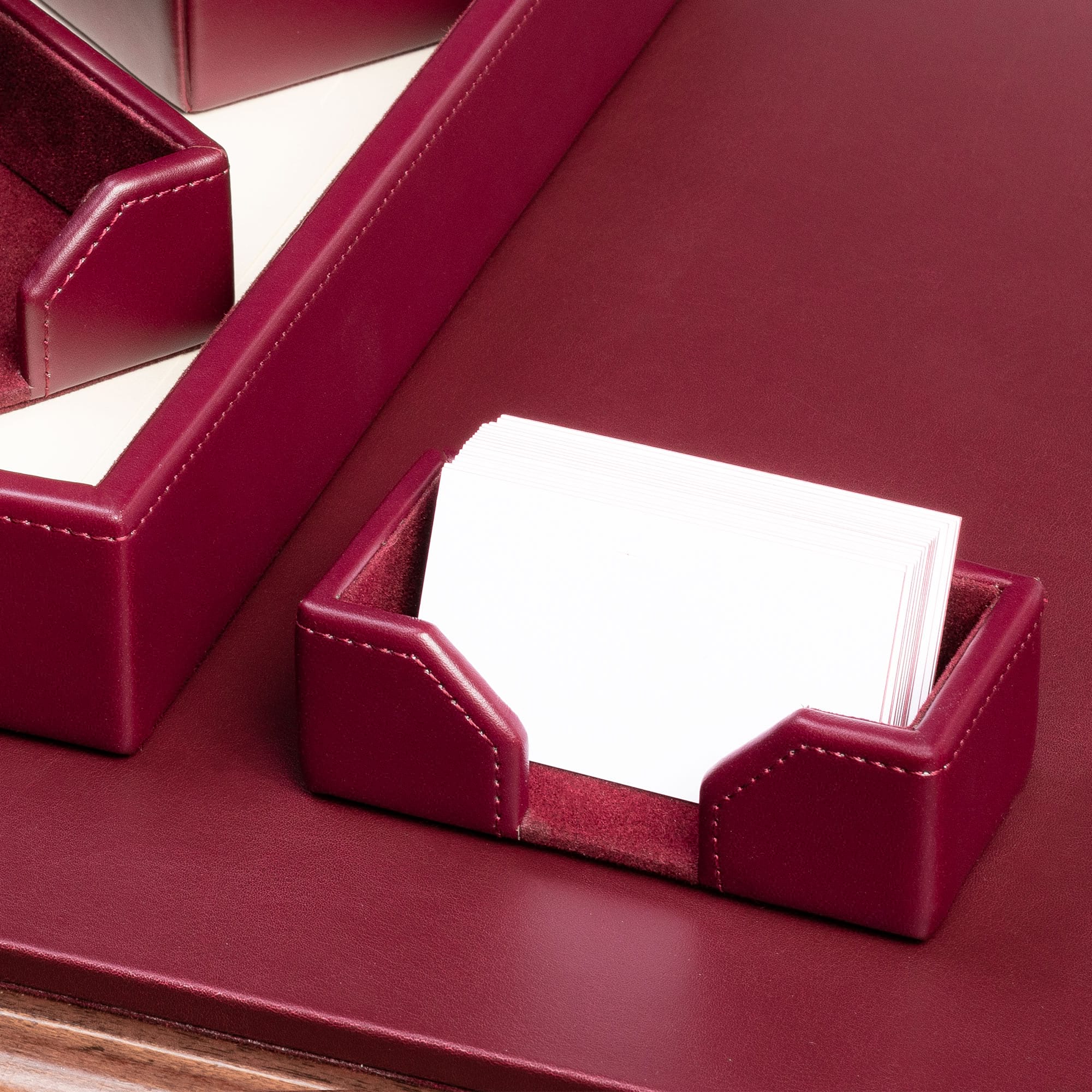 Burgundy Bonded Leather Business Card Holder