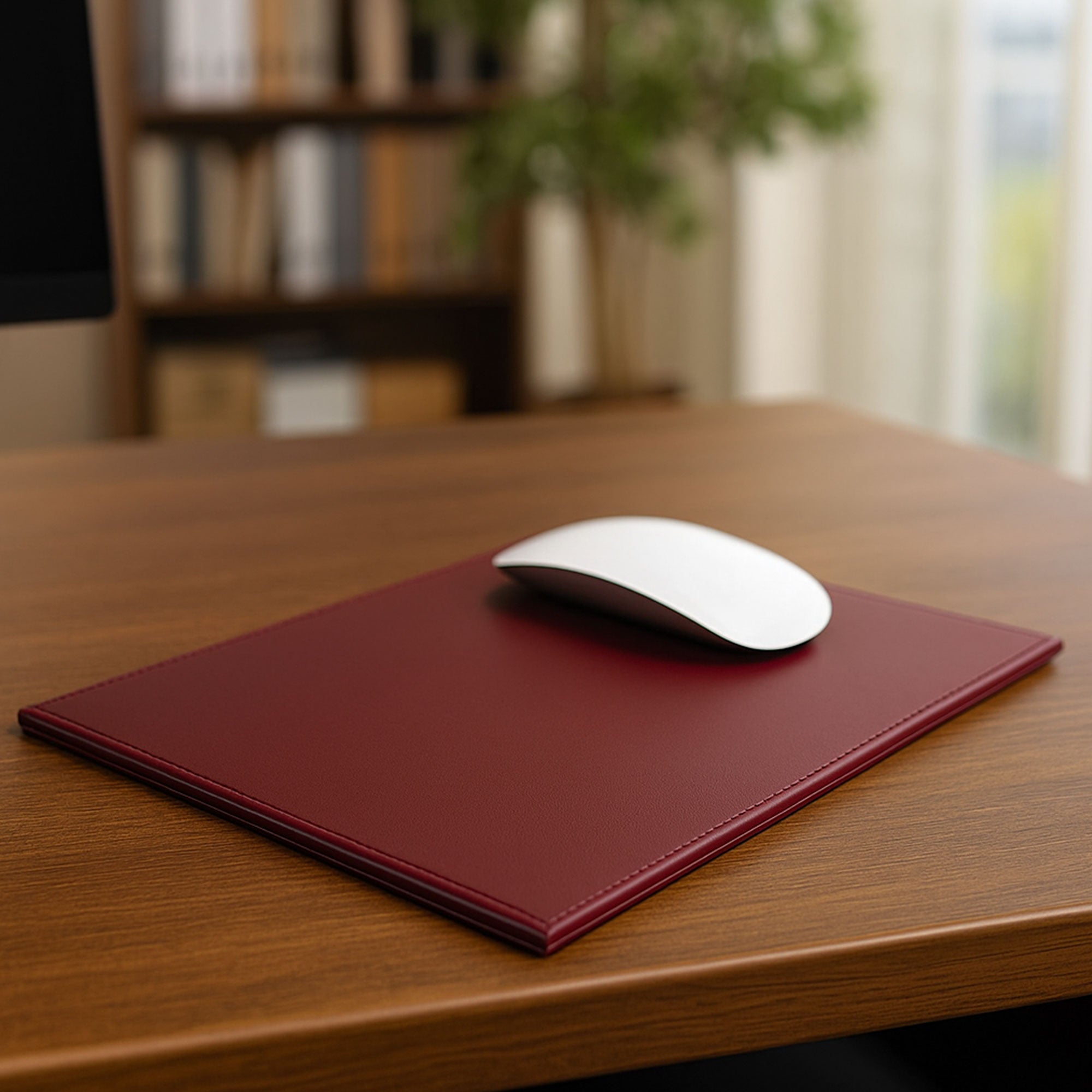 Burgundy Bonded Rectangular Leather Mouse Pad