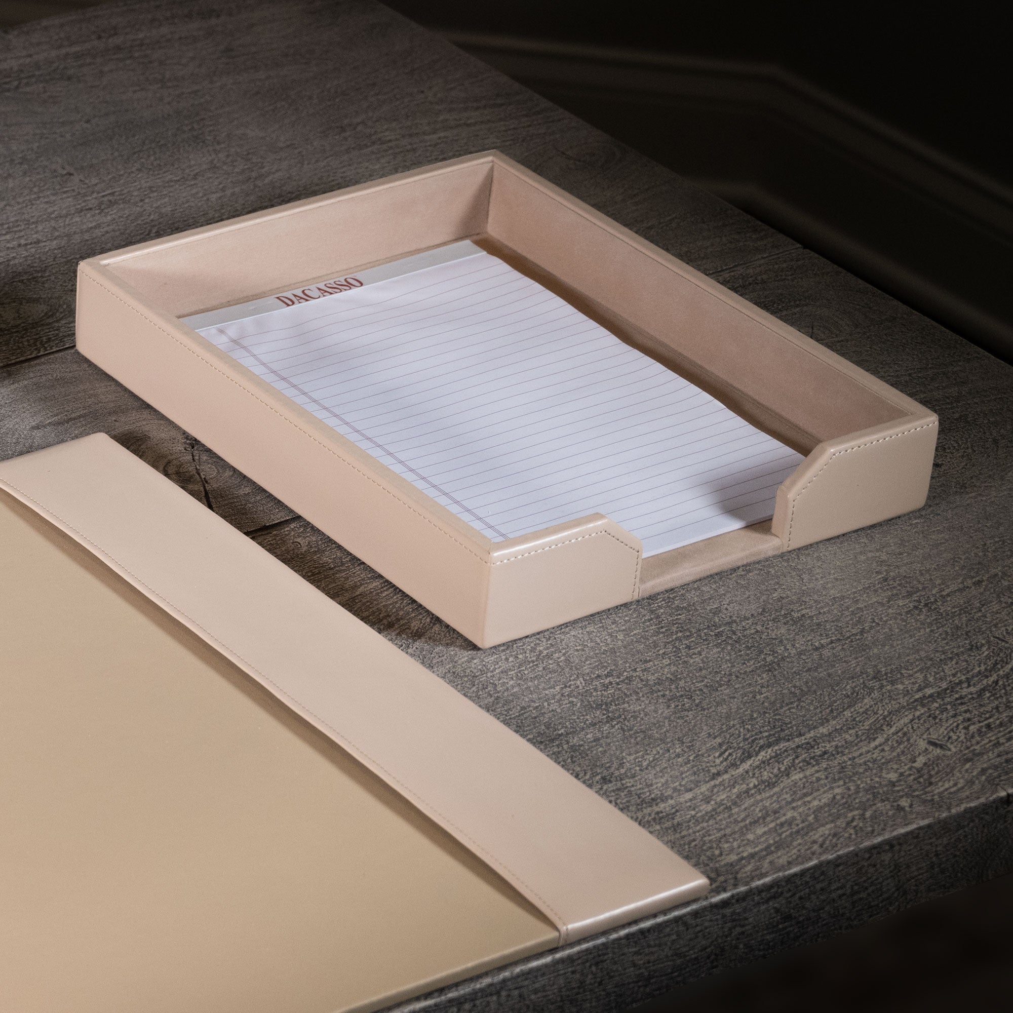 White Latte Bonded Leather Letter Tray