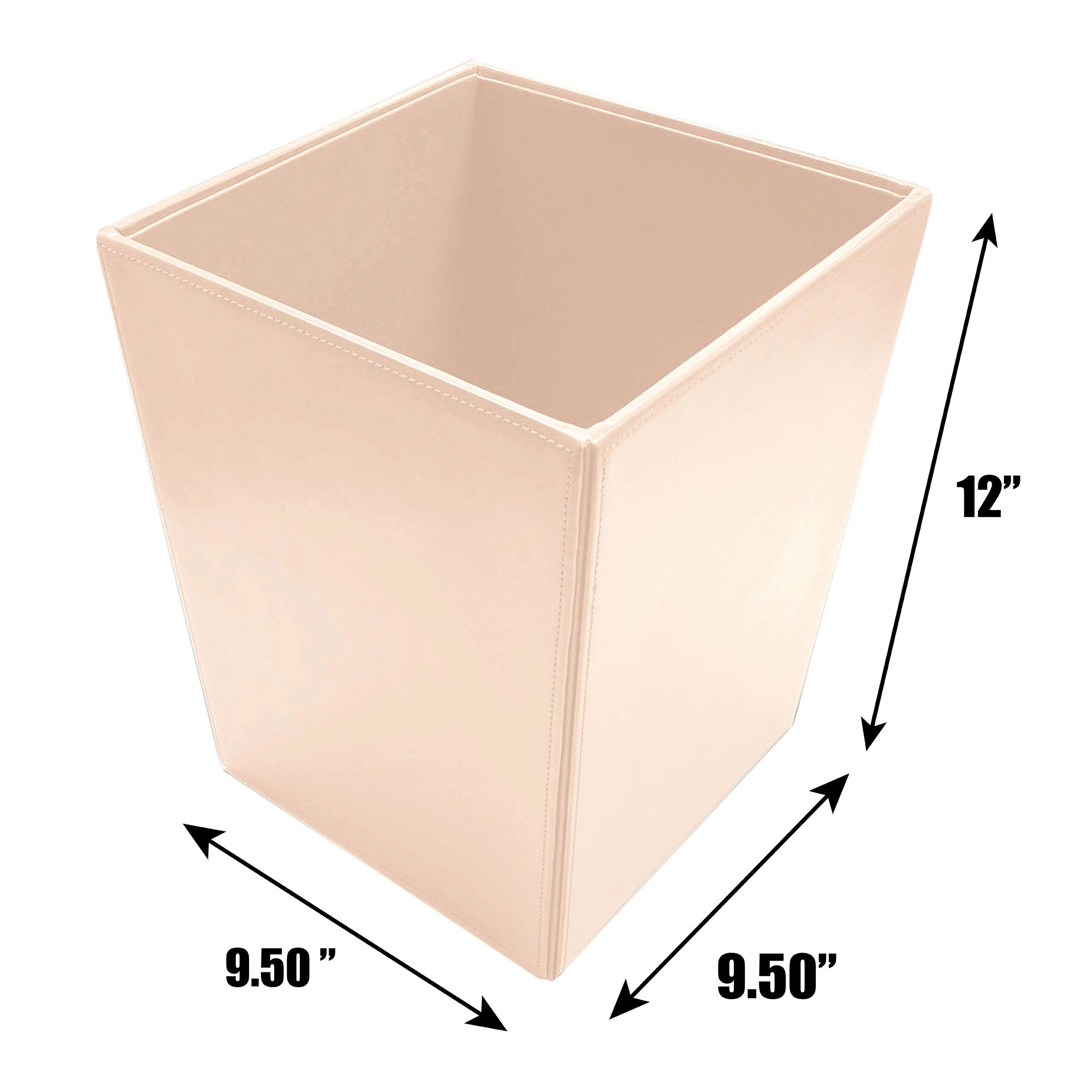 White Latte Bonded Leather Waste Basket, 14 Qt