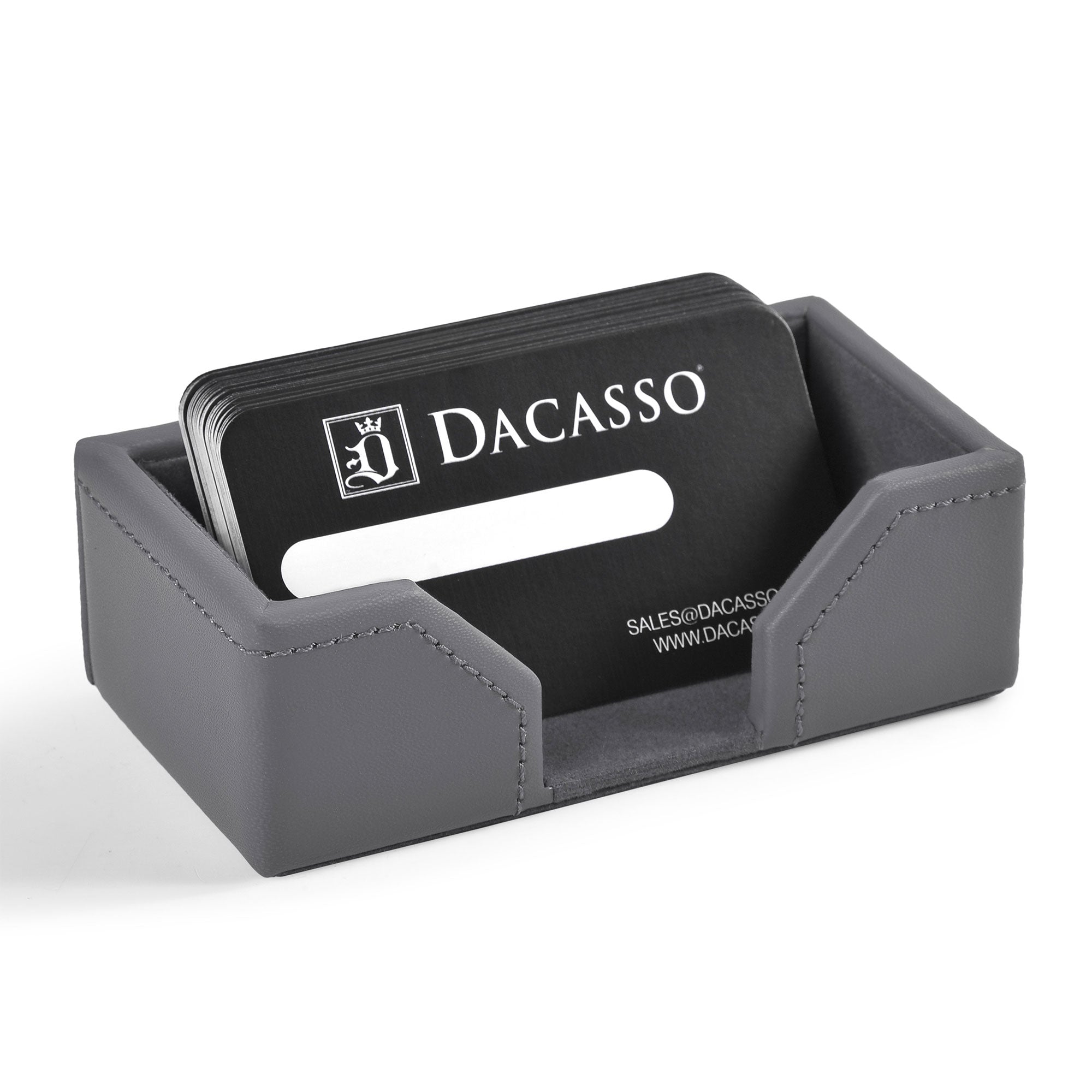 Gray Bonded Leather Business Card Holder