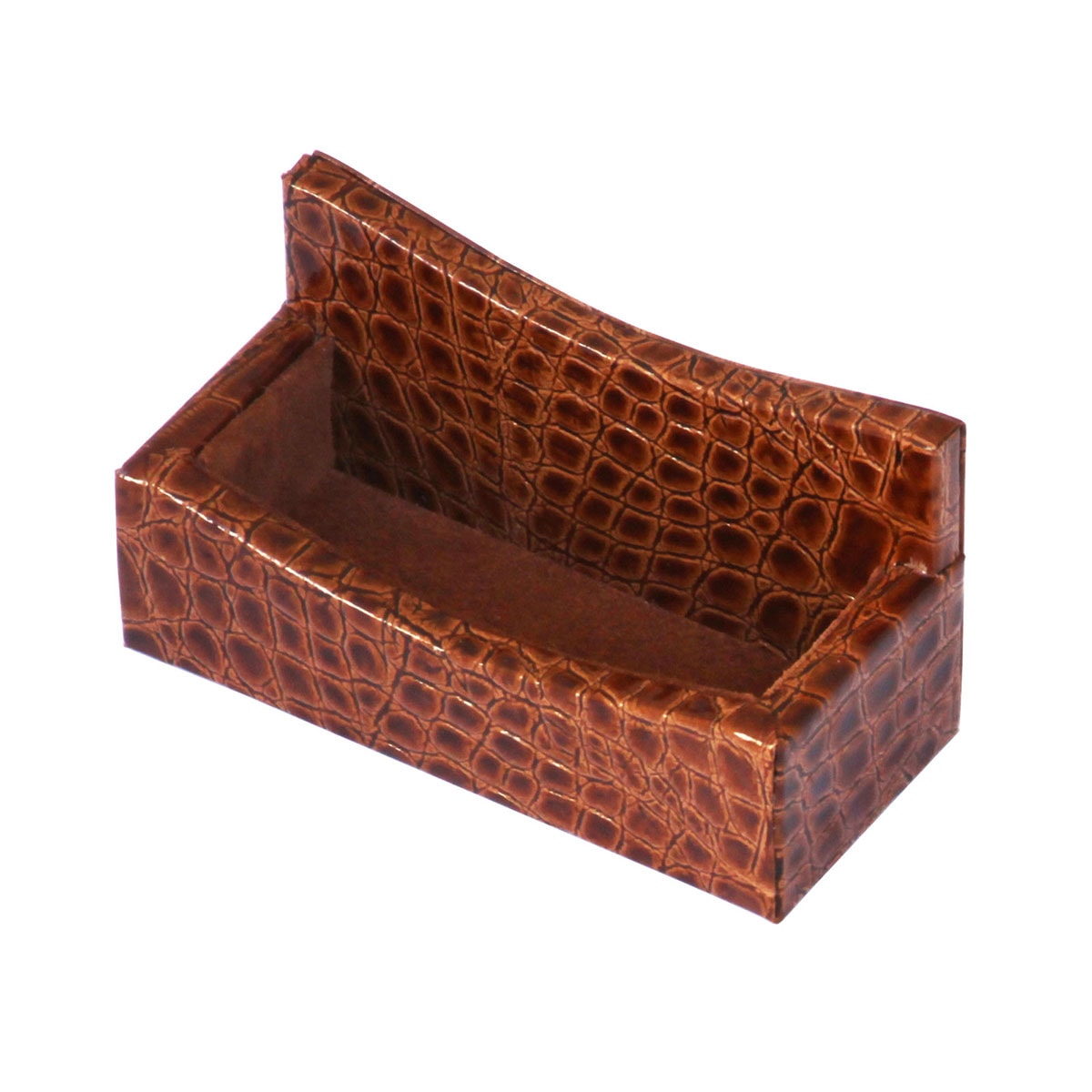 Protacini Cognac Brown Italian Crocodile Leather Business Card Holder